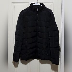 black puffy weatherproof jacket